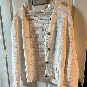 LOFT Off-White Textured Knit Cardigan